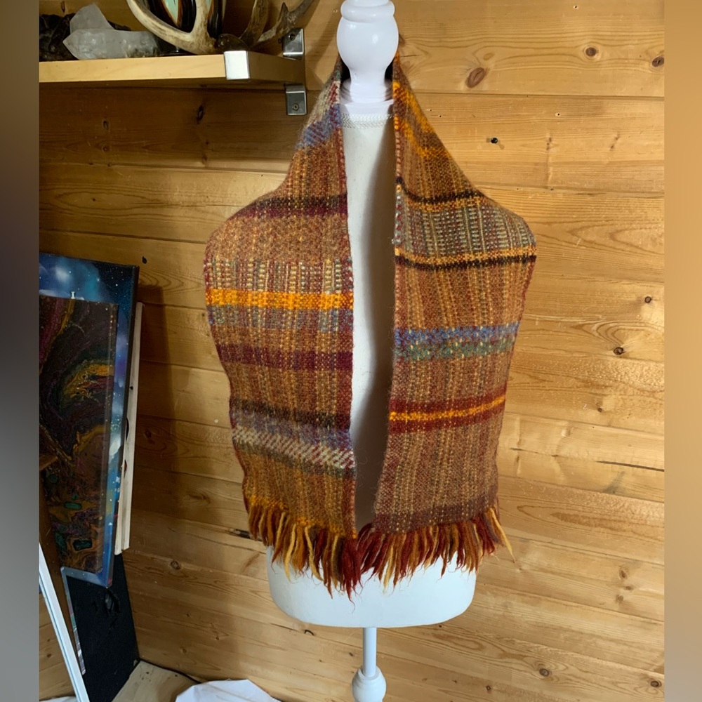 Thick Wool Hand knit Scarf Warm Multicolour Plaid Fringe High Quality‎ Old Money